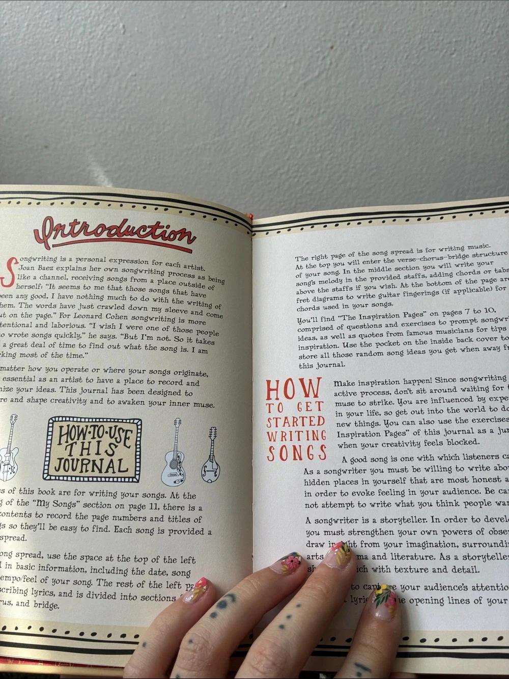Red Songwriter’s Journal with Elastic Closure Folk Art Music Guide Education